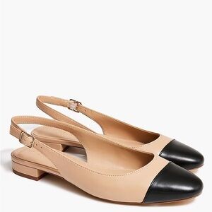 A new day cap toe Beige and Black Slingback Flats 6